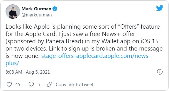 苹果在钱包App中向Apple Card用户推广独家优惠